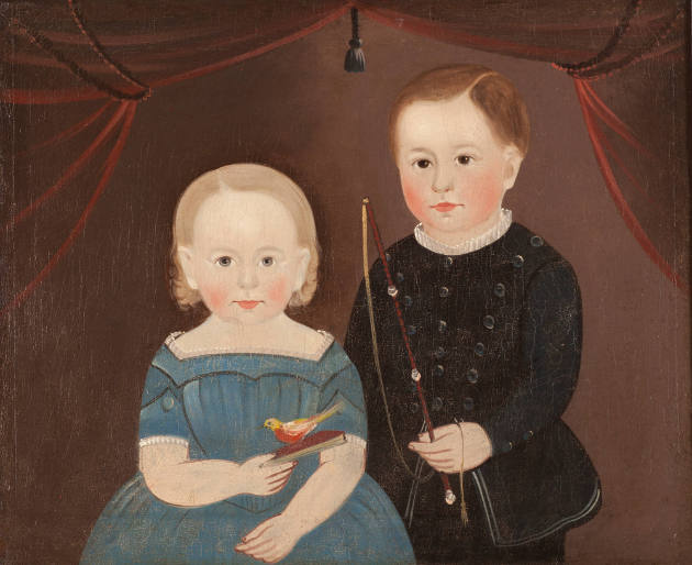 Sturtevant J. Hamblin, (1817–1884), “Portrait of Two Children,” Probably Boston, c 1845, Oil on…