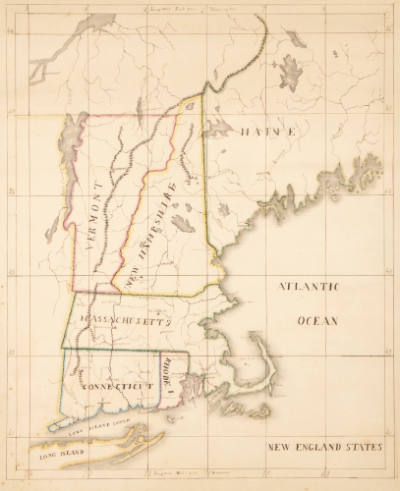 Artist unidentified, “Map of the New England States”, Probably New England, Early 19th century,…