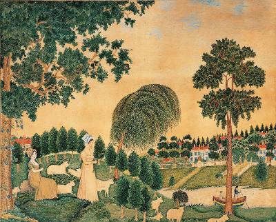 River Townscape with Figures
Prudence Perkins (dates unknown)
Possibly Rhode Island, United S…