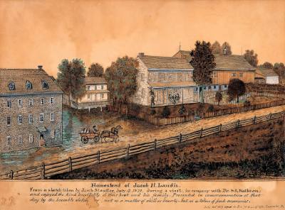 Jacob Stauffer, “Homestead of Jacob H. Landis”, Lancaster County, Pennsylvania, 1879, Watercolo…