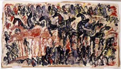 Purvis Young, (1943–2010), “Untitled (Horses)”, Miami, Florida, n.d., Paint on paper mounted on…