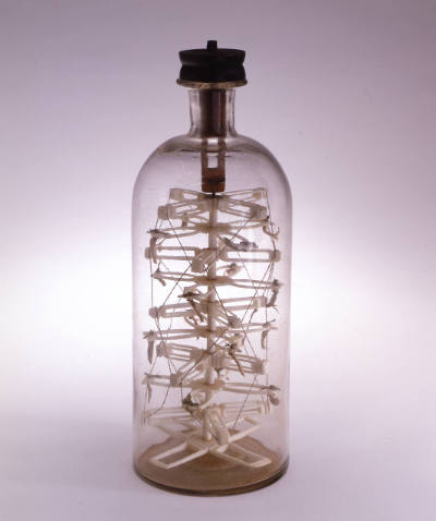Nina Hellman, “Scrimshaw in a Bottle,” Massachusetts, 20th century, Glass, ivory and string, 10…