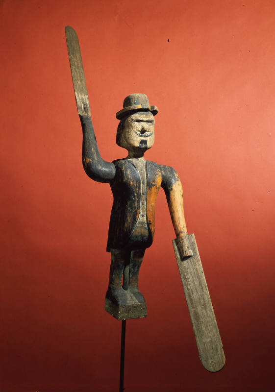 Artist unidentified, “Man Wearing Bowler Hat Whirligig/Weathervane,” United States, 1875–1920, …