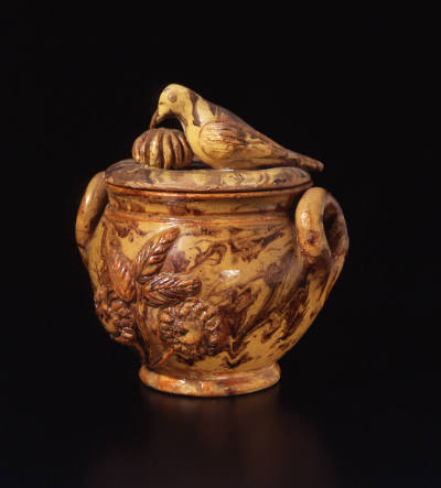 Covered Sugar Bowl with Applied Birds and Flowers
The Big Hunting Creek Pottery, owned by Jose…