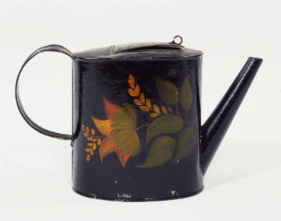 Artist unidentified, “Tea Pot”, Stevens Shop, Maine, c. 1820, Paint on tinplate, 5 3/4 × 9 1/2 …