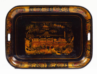 Artist unidentified, “Tray”, England, c. 1850, Paint on tinplate, 18 7/8 × 25 3/4 × 1 1/8 in., …
