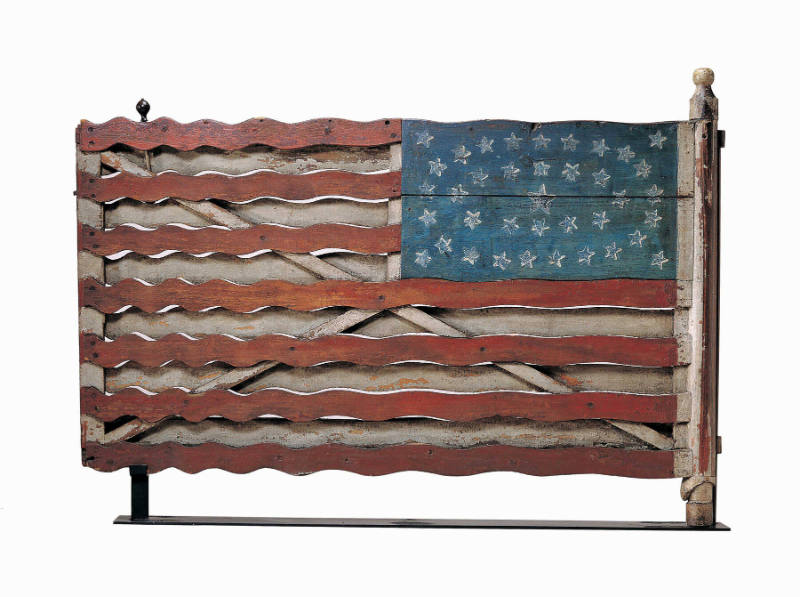 Artist unidentified, “Flag Gate,” Jefferson County, New York, c. 1876, Paint on wood with iron …