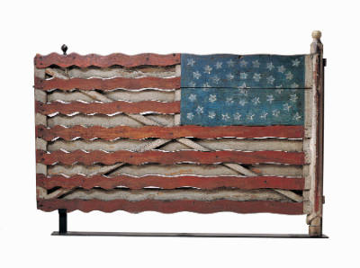 Artist unidentified, “Flag Gate,” Jefferson County, New York, c. 1876, Paint on wood with iron …