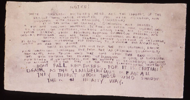 Henry Darger, “Untitled (Notice!)”, Chicago, Mid-twentieth century, Ink on board, 8 x 15 in., C…