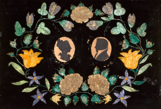 Wreath of Flowers with Silhouettes of Man and Woman
Artist unidentified
United States
c. 183…