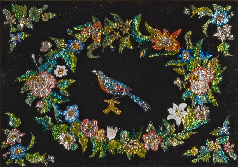 Wreath of Flowers with Bird and Corner Motifs
Artist unidentified
United States
c. 1870–1890…