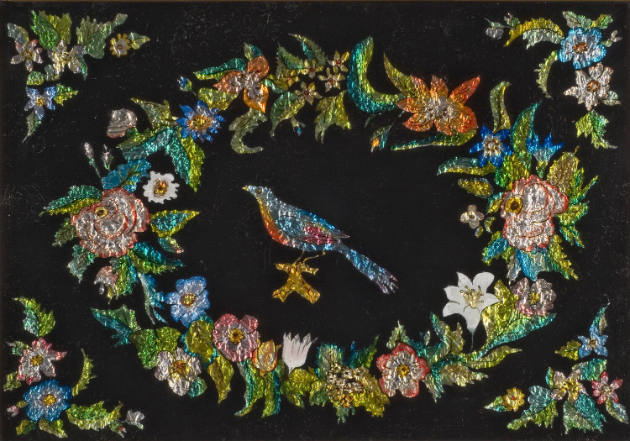 Wreath of Flowers with Bird and Corner Motifs
Artist unidentified
United States
c. 1870–1890…