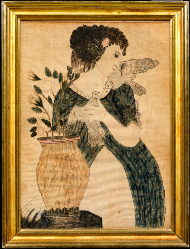 Theorem Painting: Girl with Doves
Artist unidentified
United States
c. 1830–1840
Watercolor…