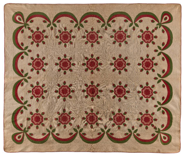 Whig Rose and Swag Border Quilt
Unidentified slave; made for Mrs. Marmaduke Beckwith Morton
P…