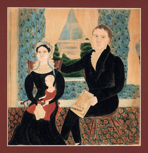 Deborah Goldsmith, (1808–1836), “Mr. and Mrs. Lyman Day and Daughter Cornelia,” Sangerfield, Ne…