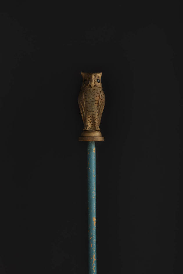 Artist unidentified, “Fraternal Owl Staff,” Probably Pennsylvania, 1875–1925, Paint on gold lea…