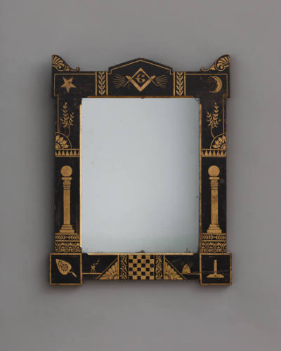 Artist unidentified, “Masonic Mirror,” United States, 1875–1900, Paint and bronze powder on woo…