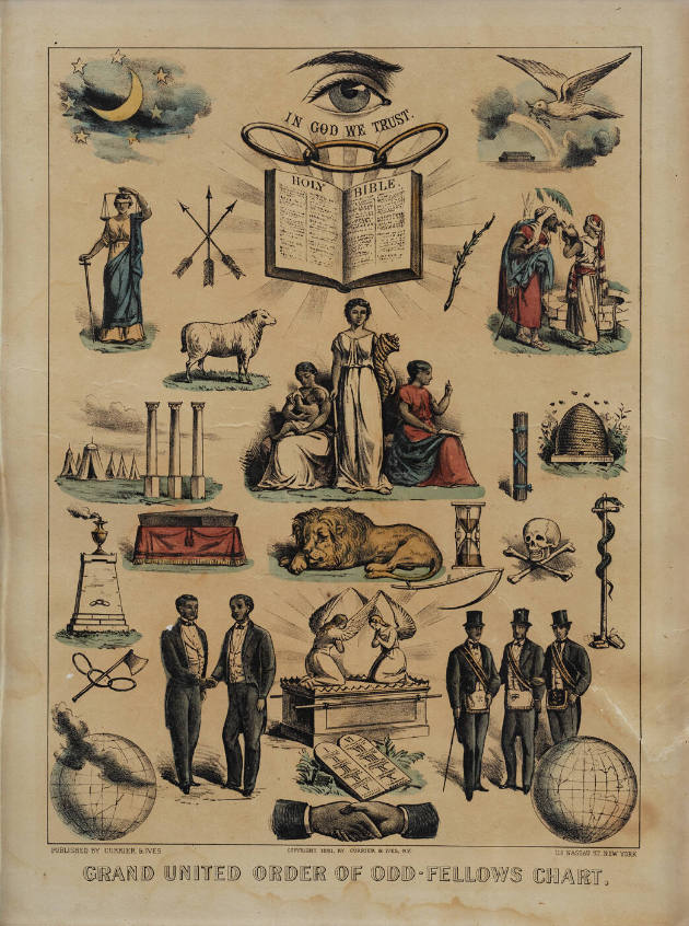 Published by Currier & Ives, “Grand United Order of Odd Fellows Chart,” New York City, 1881, Li…