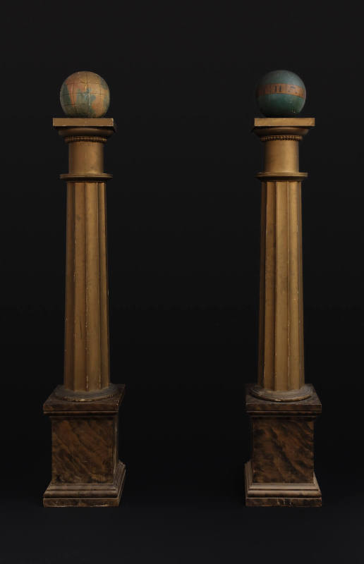Artist unidentified, “Pair of Masonic Columns,” United States, 1850–1900, Paint on wood, 80 × 1…