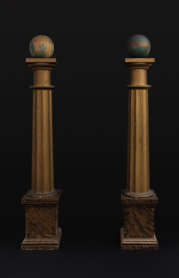 Artist unidentified, “Pair of Masonic Columns,” United States, 1850–1900, Paint on wood, 80 × 1…