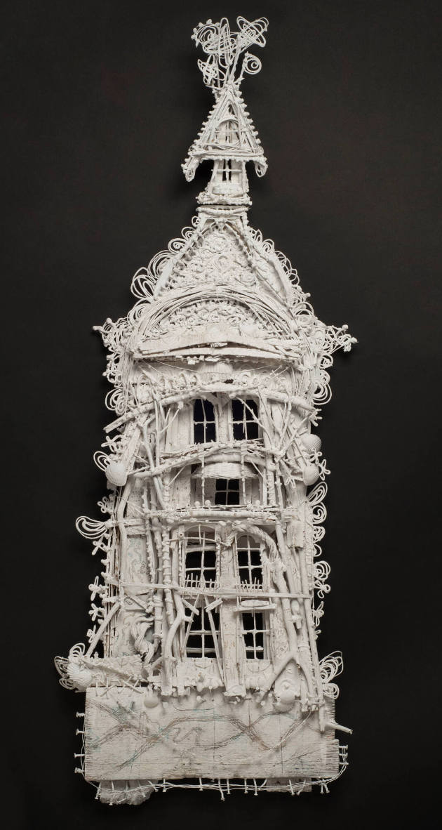 Sylvain Corentin, (b. 1962), “Temple,” Montpelier, France, 2013, Wood, canvas, wire, yarn, glue…