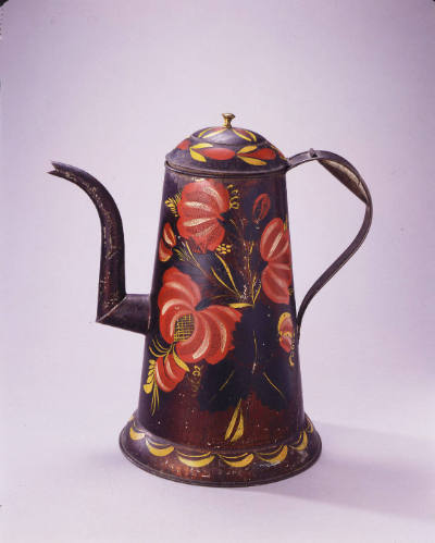 Artist unidentified, “Crooked Spout Coffeepot,” Possibly New York, c. 1815—1835, Paint on aspha…