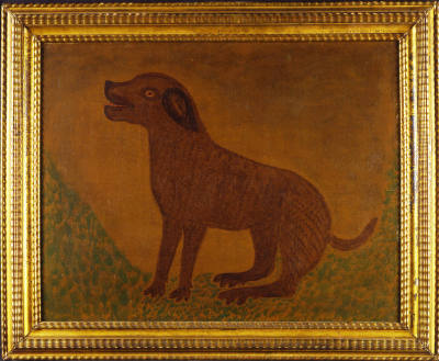 Artist unidentified, “Man's Best Friend,” Ohio, 1855 - 1865, Oil on canvas, 25 1/2 × 32 1/2 in.…