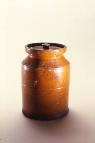 Artist unidentified, “Jar with lid,” United States, 1845 - 1855, Glazed stoneware, 8 1/4 × 5 1/…