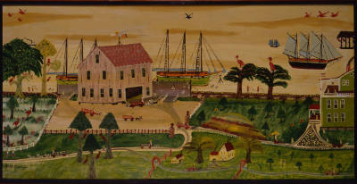 Earl Cunningham, “Ship Chanderly with Angel,” St. Augustine, Florida, 1976, House paint or temp…