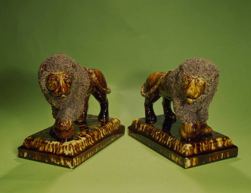 Fenton Works, “Lions”, Bennington, Vermont, 1849, Glazed stoneware, 9 3/8 × 11 × 5 7/8 in., Col…