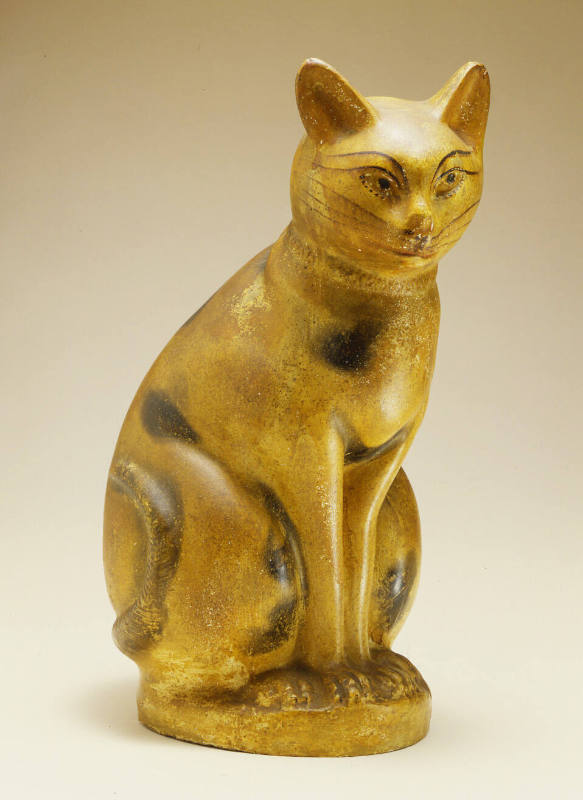 Artist unidentified, “Cat,” Eastern United States, 1860 - 1900, Paint on plaster of Paris, 15 3…