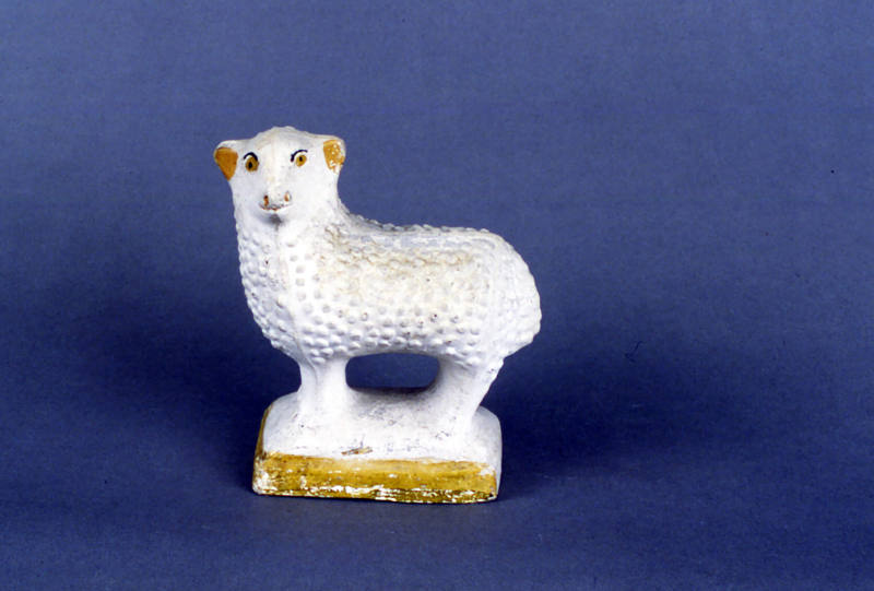 Artist unidentified, “White Lamb,” Eastern United States, 1860–1900, Paint on plaster of Paris,…