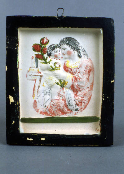 Artist unidentified, “Wall plaque, Mother and child,” Eastern United States, 1860–1900, Paint o…