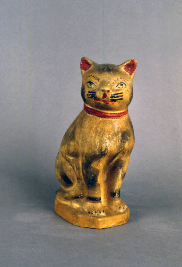 Artist unidentified, “Cat,” Eastern United States, 1860 - 1900, Paint on plaster of Paris, 9 1/…