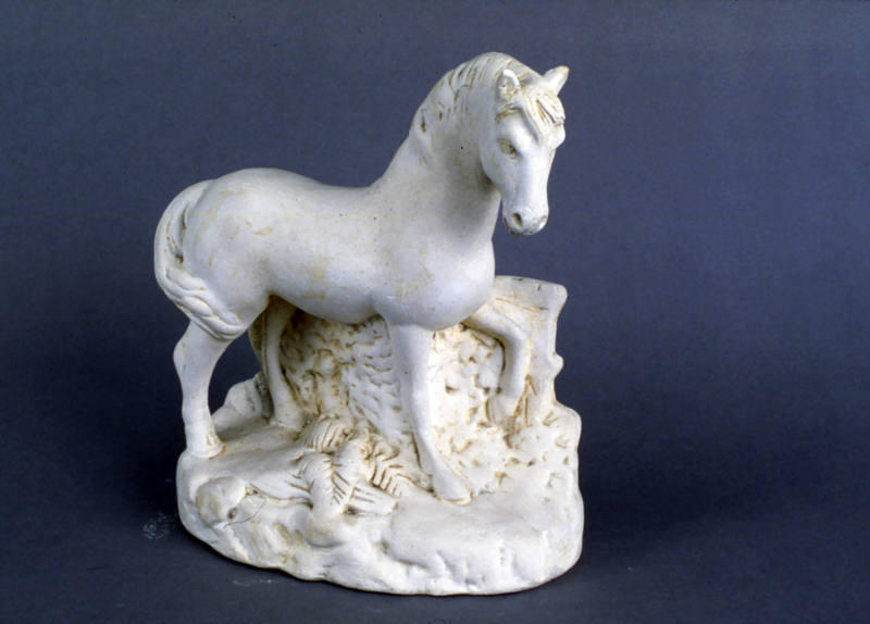 Artist unidentified, “Prancing white horse with rock,” Eastern United States, 1860 - 1900, Plas…