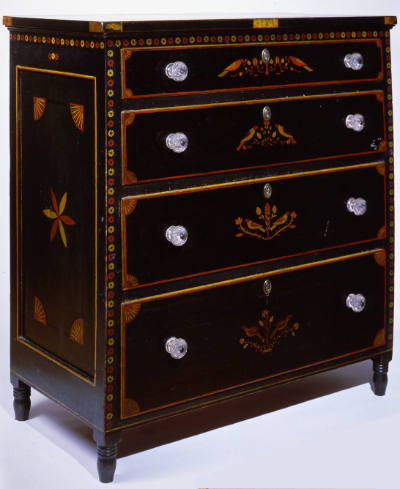 Antoni Mazur, (b. 1910), “Chest of drawers,” Pennsylvania, c. 1828, Paint on wood with glass ha…
