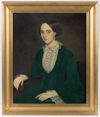 Ammi Phillips, (1788–1865), “Mrs. Collins,” Sheffield, Massachusetts, c. 1850, Oil on canvas wi…