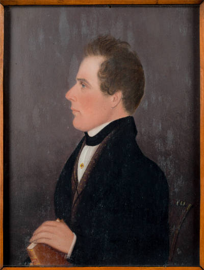 Attributed to Jasper P. Miles (1782–1849), “Man Holding Book,” Possibly Ohio, c. 1840, Oil on b…