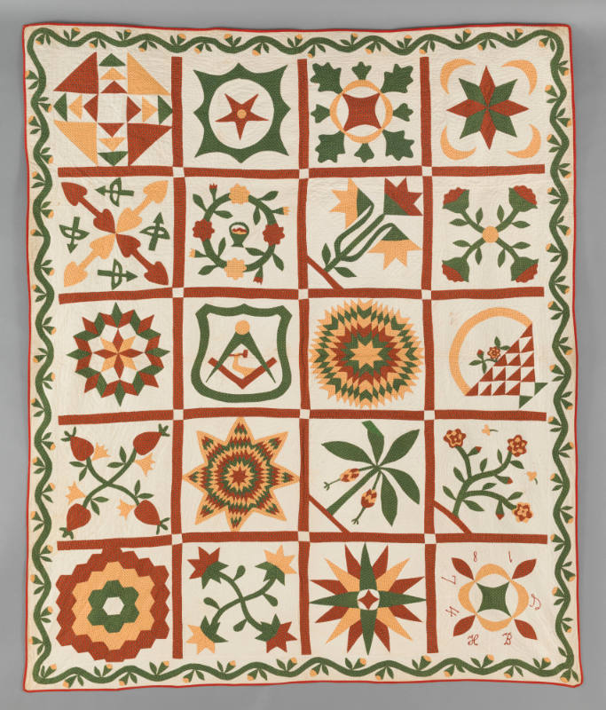 Mrs. H. B. Smith (dates unknown), “Jr. OUAM Sampler Album Quilt for Remson Smith,” Hackensack, …