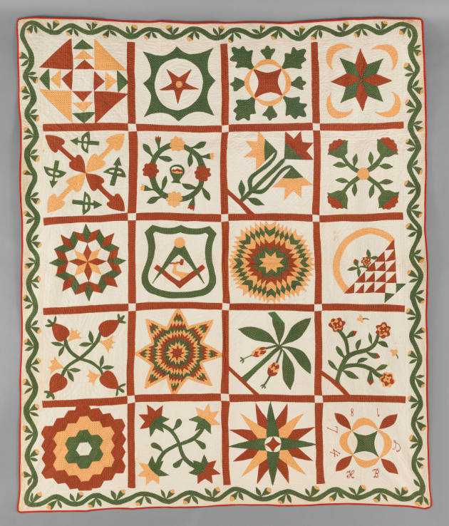 Mrs. H. B. Smith (dates unknown), “Jr. OUAM Sampler Album Quilt for Remson Smith,” Hackensack, …