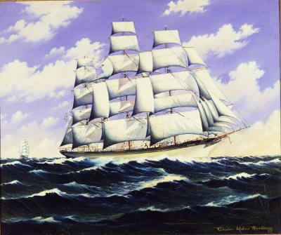 Charles M. Sandberg, “Sailing Ship 'Augusta'”, United States, 1850–1975, Oil on canvas, 30 1/4 …