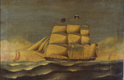 Artist unidentified, “Sailing Ship Flying the Russell Flag”, Region unknown, Mid-nineteenth cen…