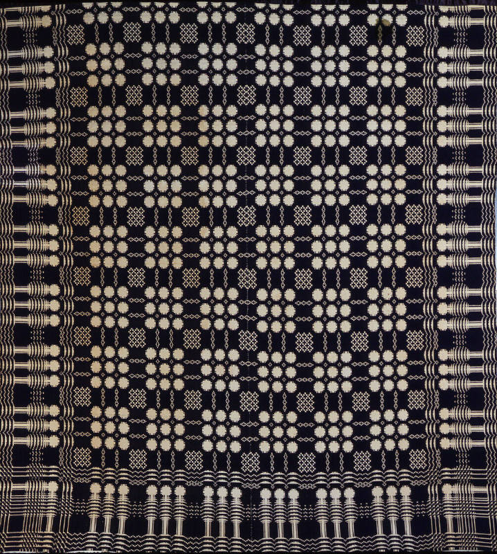 Lucy Mower Eddy, “Bedcover; Pine Trees,” Thompson, Connecticut, 1850, Yarn, 93 × 72 in., Collec…