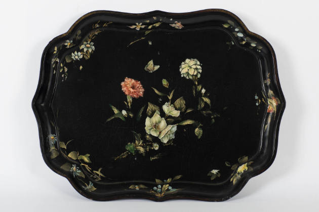 Artist unidentified, “Tray”, England, Mid 19th Century, Paint on papier-mâché, 1 1/4 x 19 3/16 …