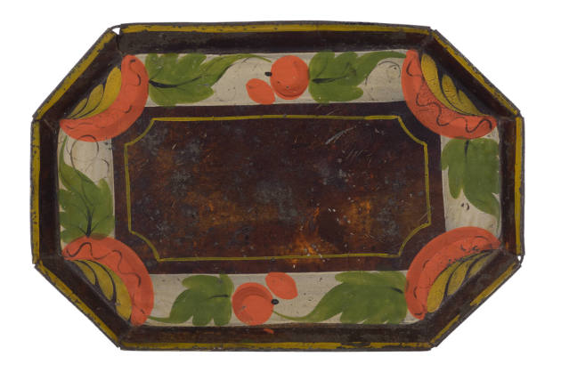 Artist unidentified, “Tray”, Eastern United States, 19th Century, Paint on tinplate, 1/2 x 8 3/…