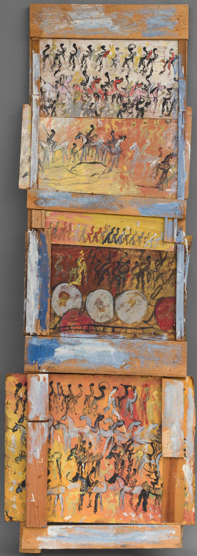 Purvis Young, (1943–2010), “Untitled (Eyes, Horses, Figures),” Miami, Florida, 1985 - 1999, Pai…