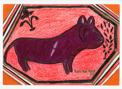 Nellie Mae Rowe, “Untitled (Purple Dog)”, Vinings, Georgia, United States, 1981 Crayon and penc…