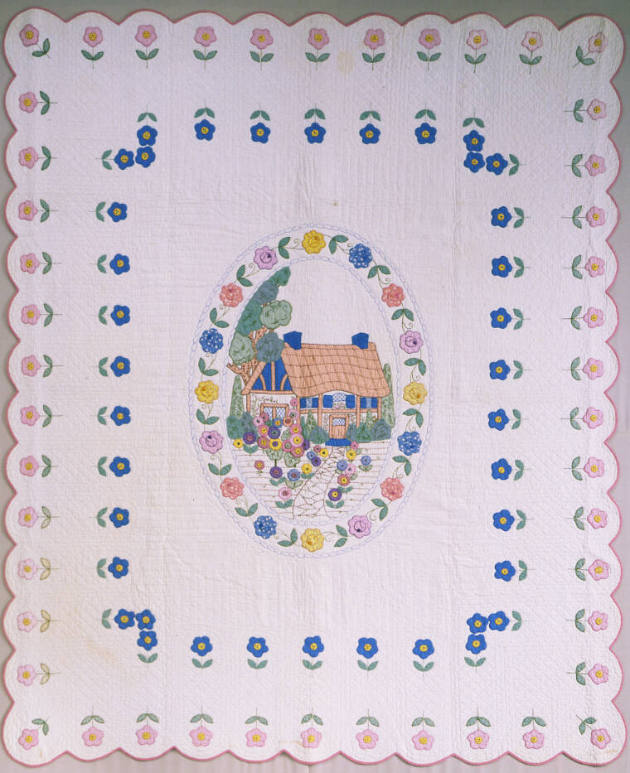 Hollyhock Cottage Quilt
Quiltmaker Unidentified
Photographed by Matt Hoebermann