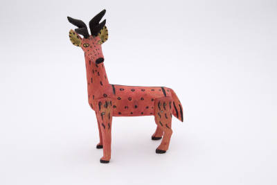 Artist unidentified, (1805-1900), “Pink Deer with Dots,” Oaxaca, Mexico, c. 1980, Paint on wood…