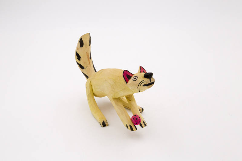 Artist unidentified, (1805-1900), “Yellow Fox with Pink Ball,” Oaxaca, Mexico, c. 1984, Paint o…
